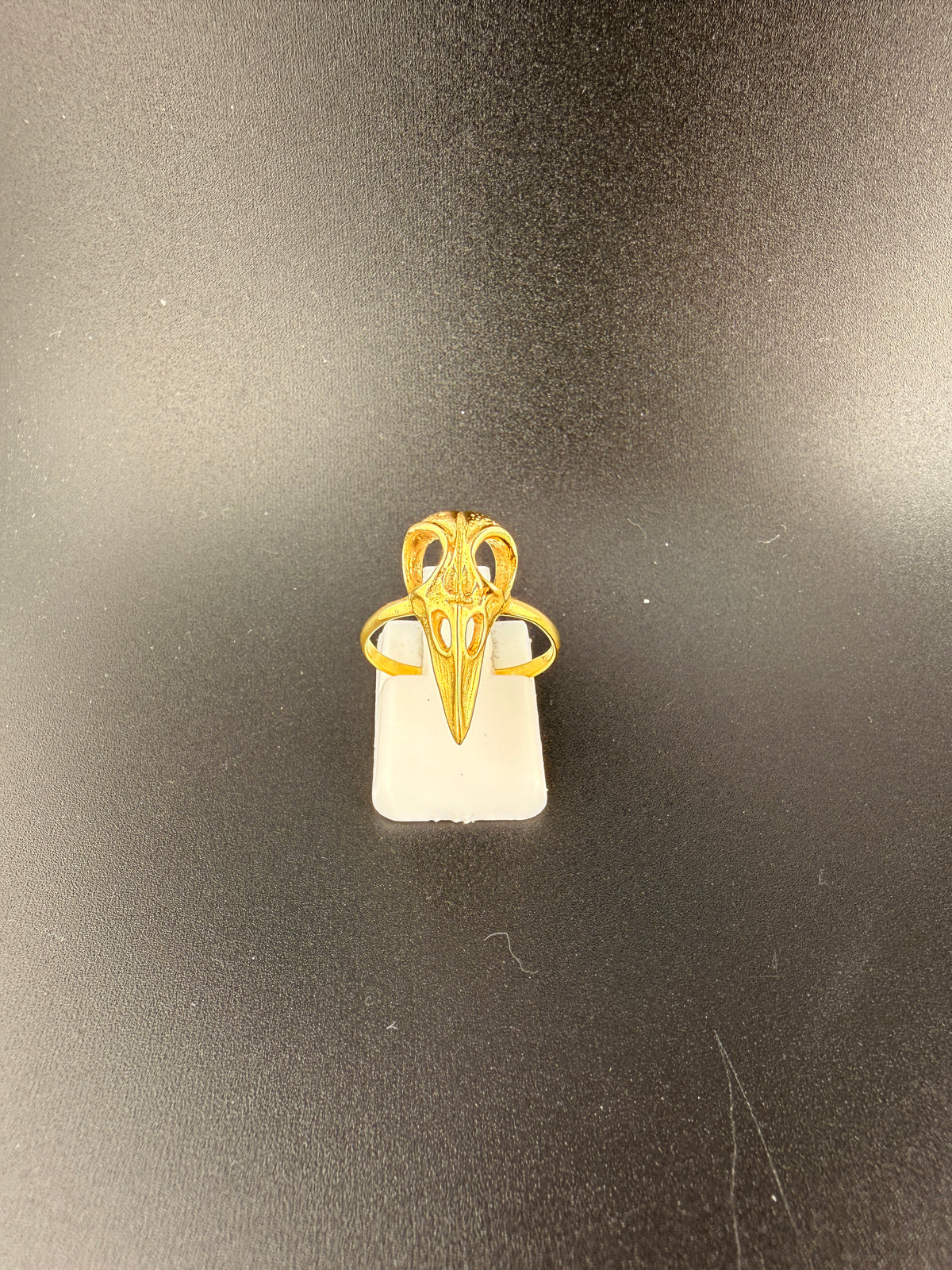 14K Gold Bonded Sterling Silver Crow Skull Ring – 2 Grams - 6.25