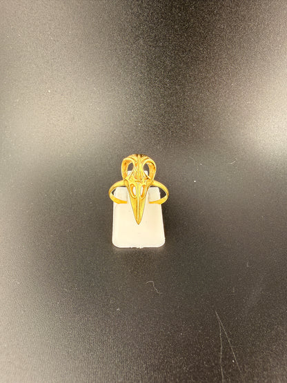 14K Gold Bonded Sterling Silver Crow Skull Ring – 2 Grams - 6.25