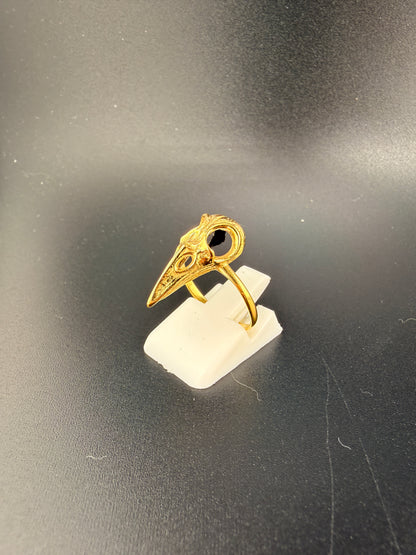 14K Gold Bonded Sterling Silver Crow Skull Ring – 2 Grams - 6.25