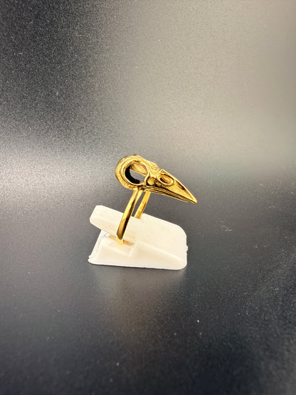 14K Gold Bonded Sterling Silver Crow Skull Ring – 2 Grams - 6.25