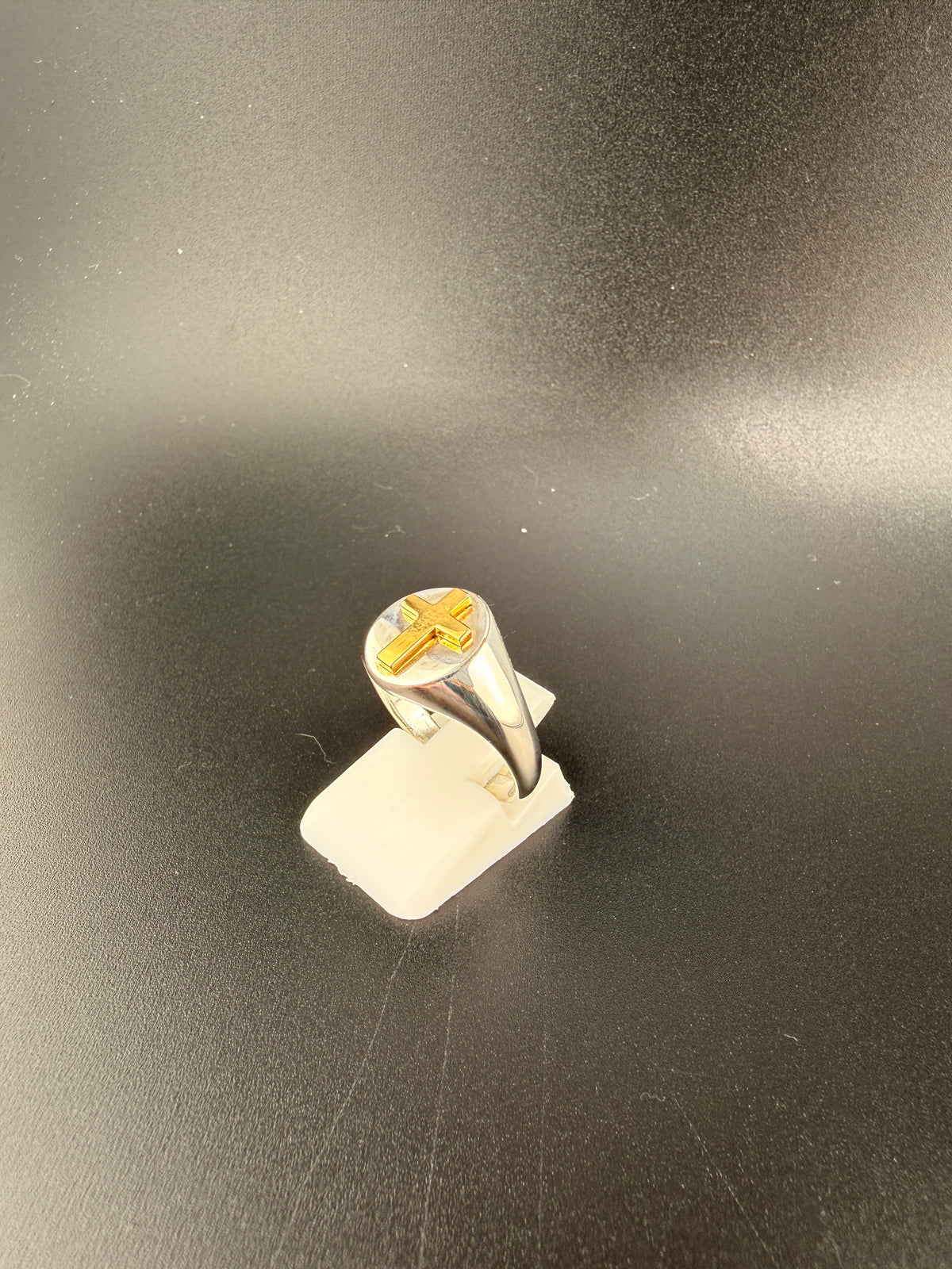 14K Gold Bonded 925 Sterling Silver 2-Tone Cross Ring - 6 detail view