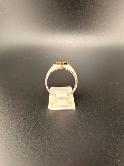 14K Gold Bonded 925 Sterling Silver 2-Tone Cross Ring - 6