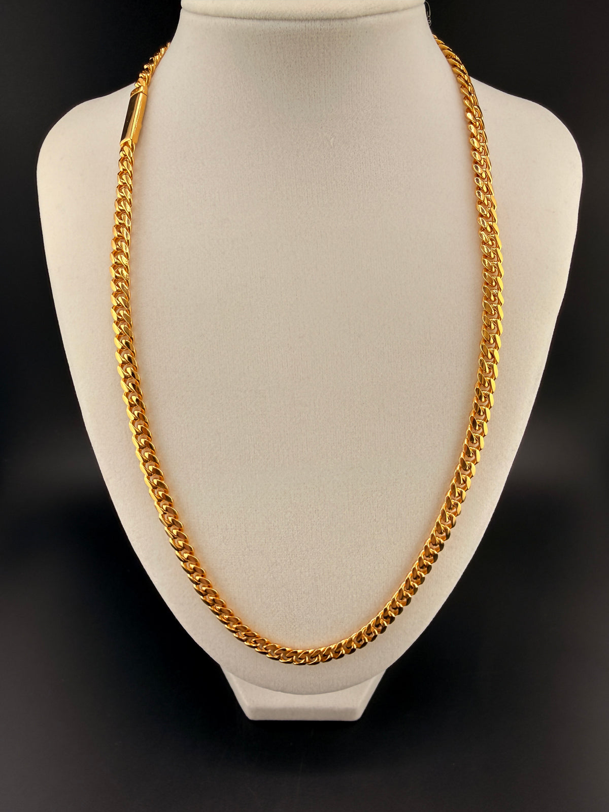 14Kt Gold Bonded over Sterling 925 Silver Solid Cuban Link Chain Necklace 6.5MM / 22 in