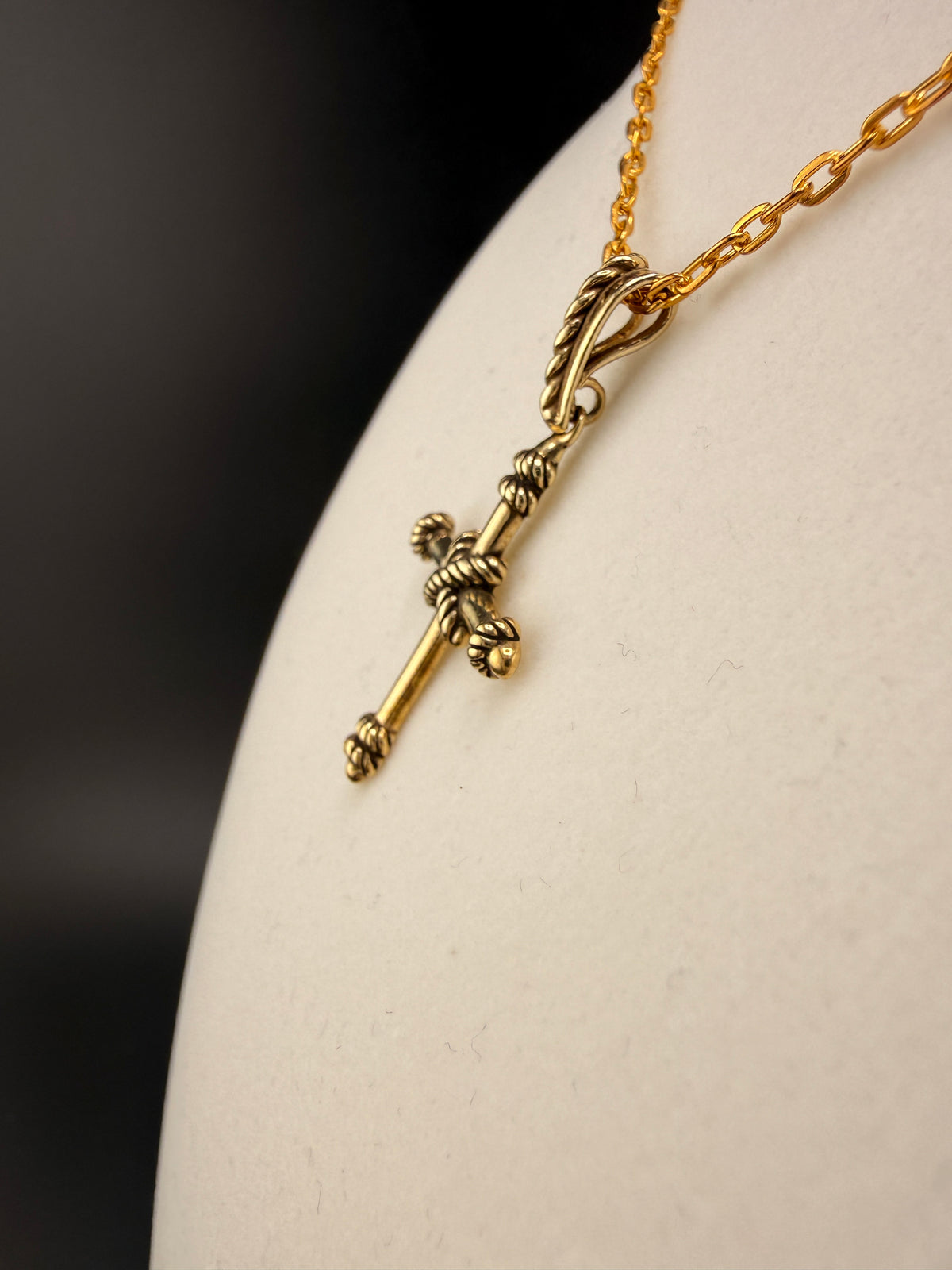 14K Gold Bonded Cross Pendant – .925 Sterling Silver, 1.5 Inch