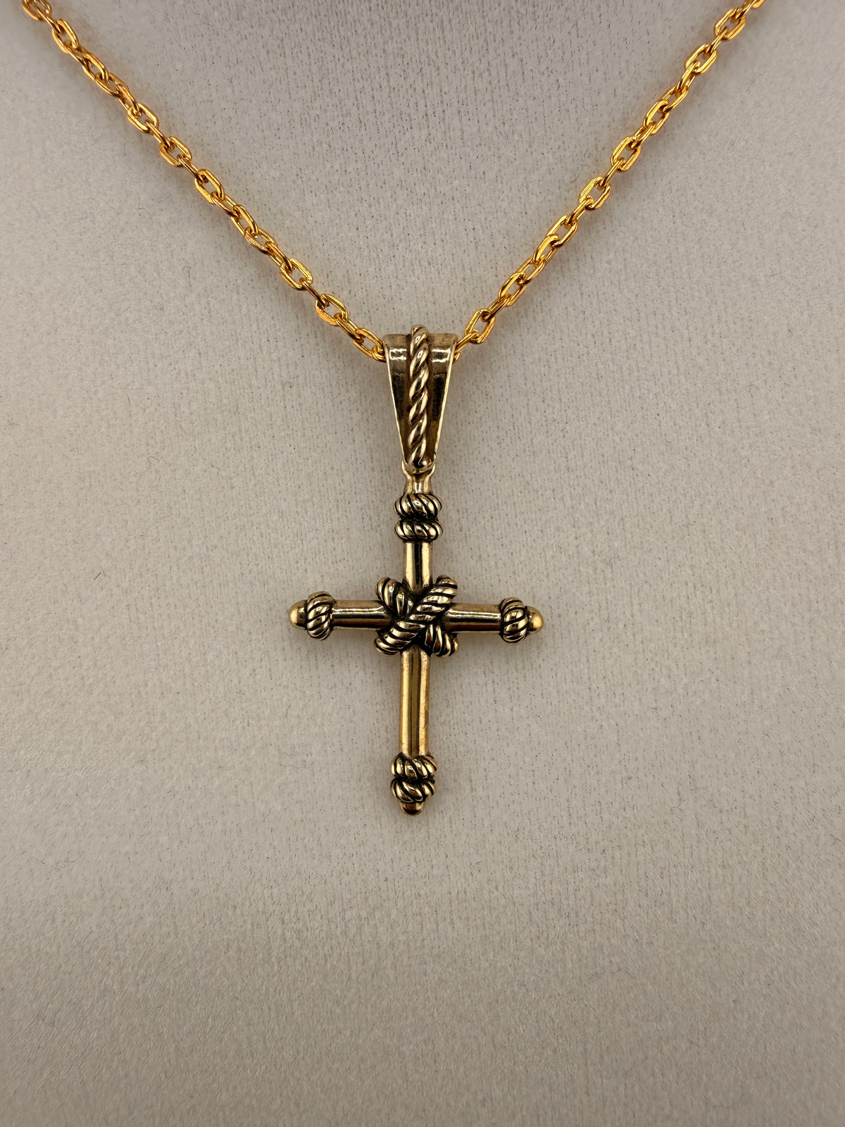 14K Gold Bonded Cross Pendant – .925 Sterling Silver, 1.5 Inch