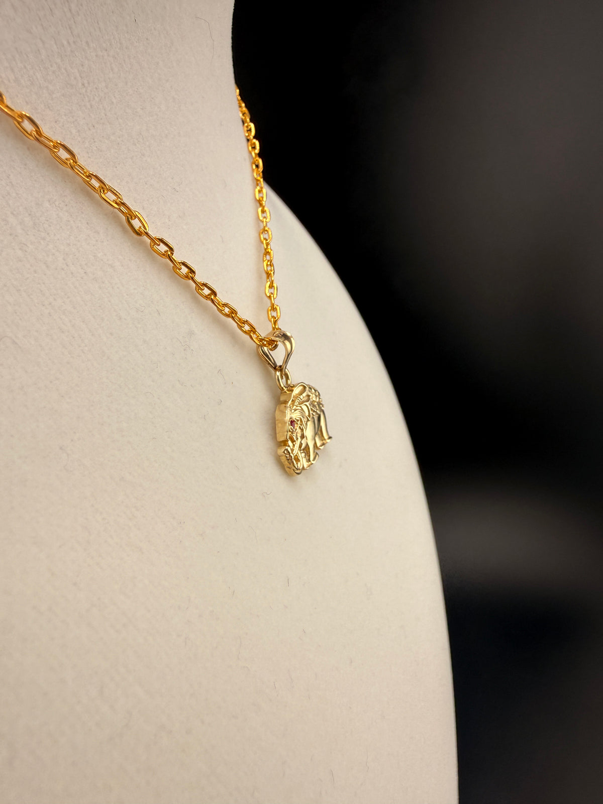 10K Solid Gold CZ & Ruby Accent Elephant Pendant alternate product view