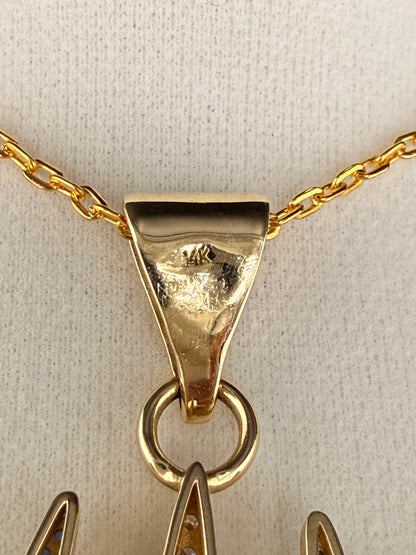 Trident Diamond & Sapphire Pendant – 14K Gold Custom One-of-One (4.42 CT LG Diamonds)