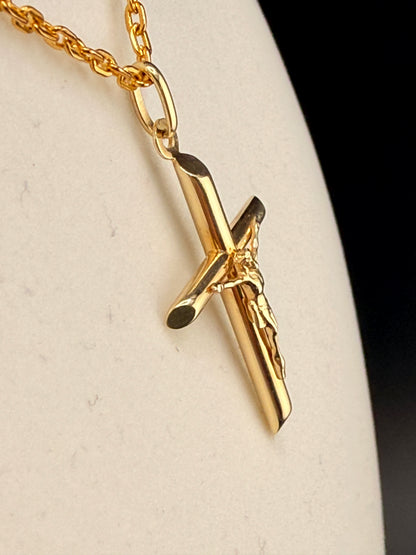 10K Solid Gold Jesus on Cross Pendant