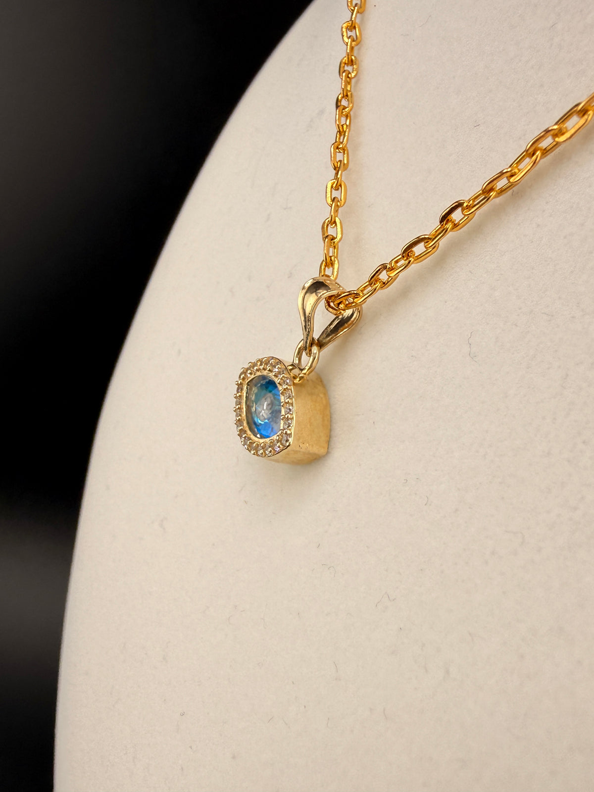 14K Solid Gold CZ Diamond Blue Evil Eye Pendant alternate product view