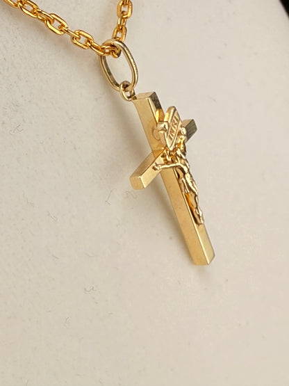 10K Solid Gold Jesus on Cross Pendant