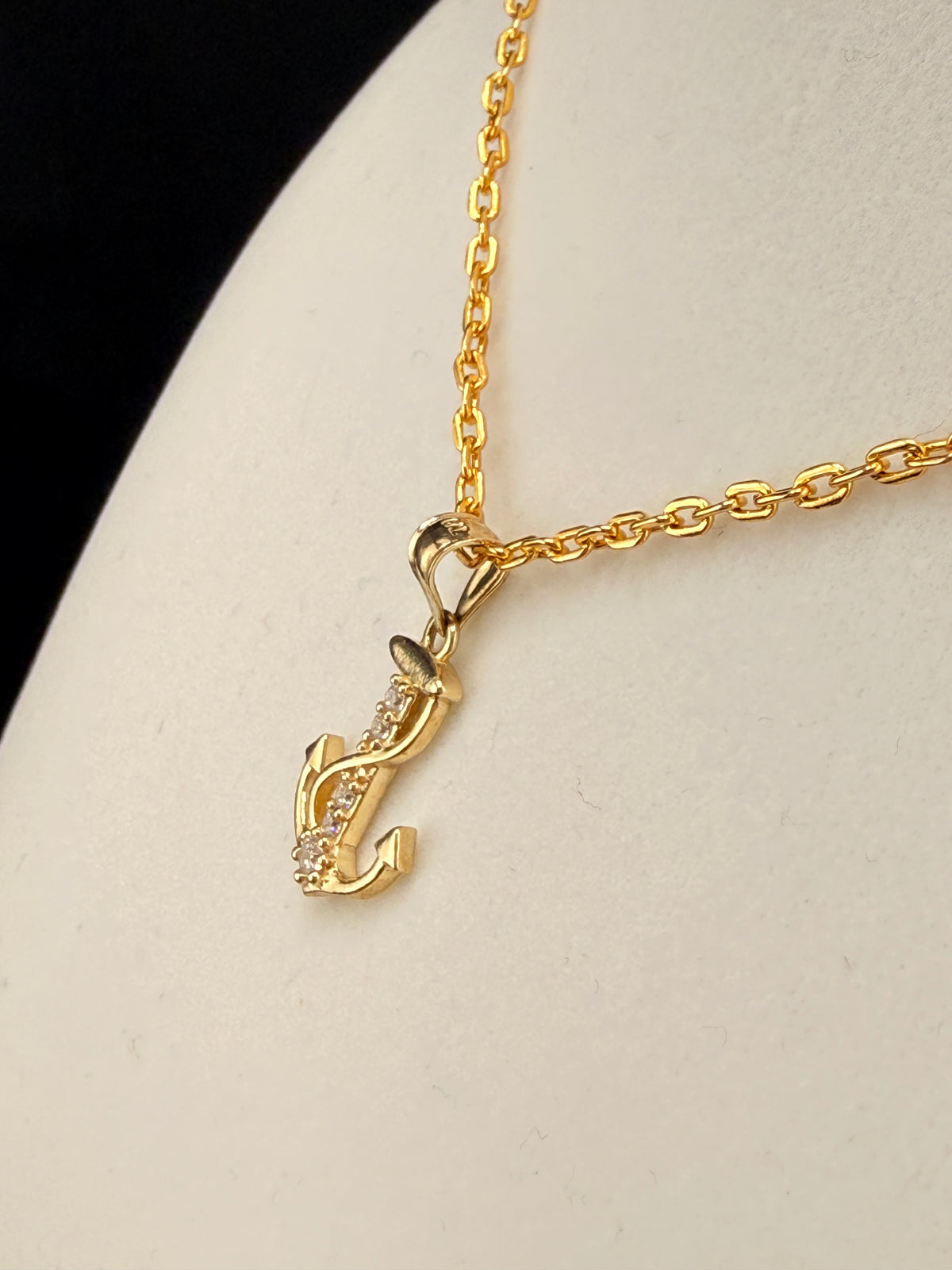 14K CZ Diamond Anchor Pendant alternate product view