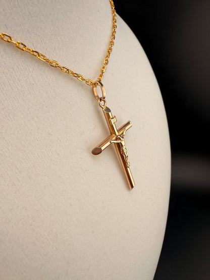 14K Gold Jesus on Cross Pendant