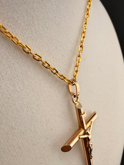14K Gold Jesus on Cross Pendant