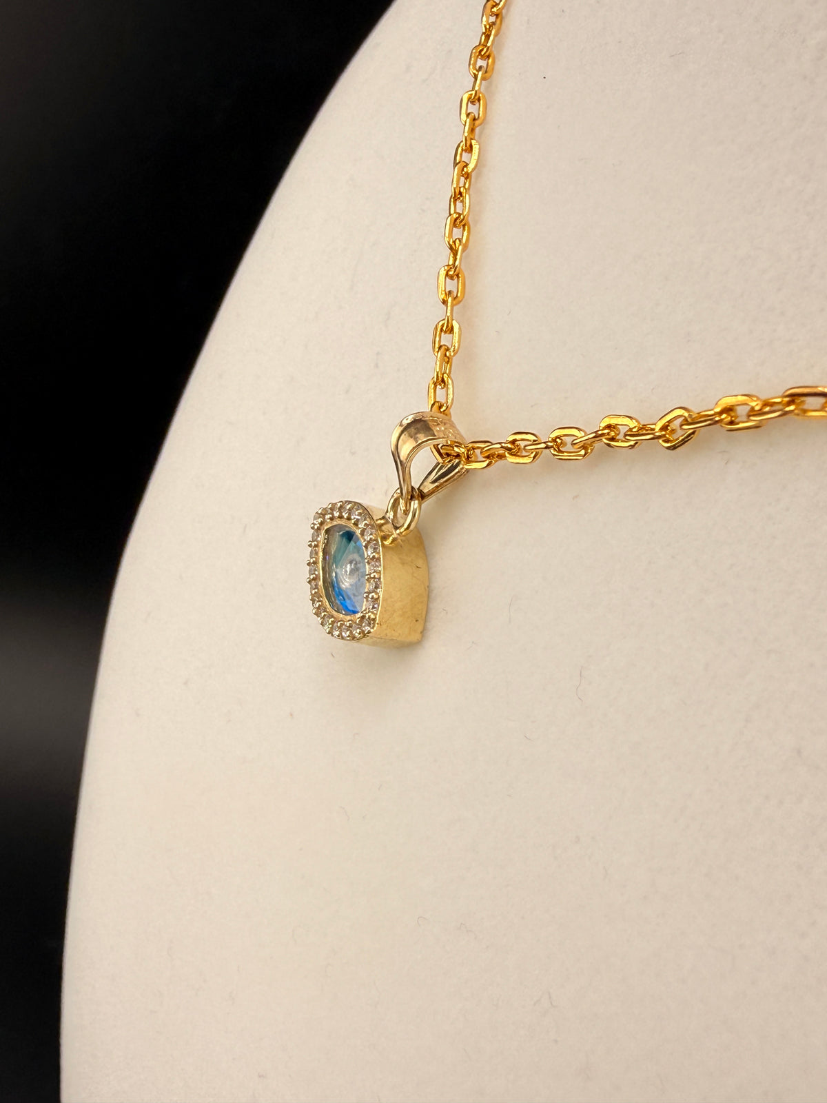 10K Solid Gold CZ Diamond Evil Eye Pendant alternate product view