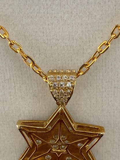 10K Solid Gold Star of David CZ Diamond Pendant