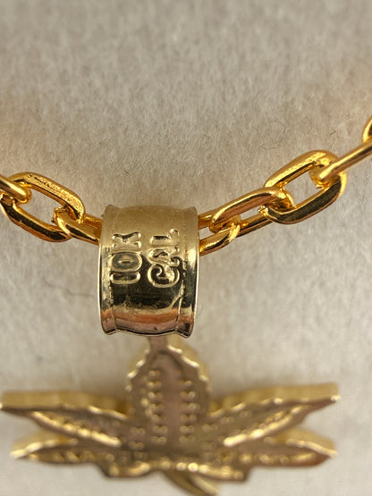 10K Solid Gold CZ Diamond-Encrusted Herbal Leaf Pendant