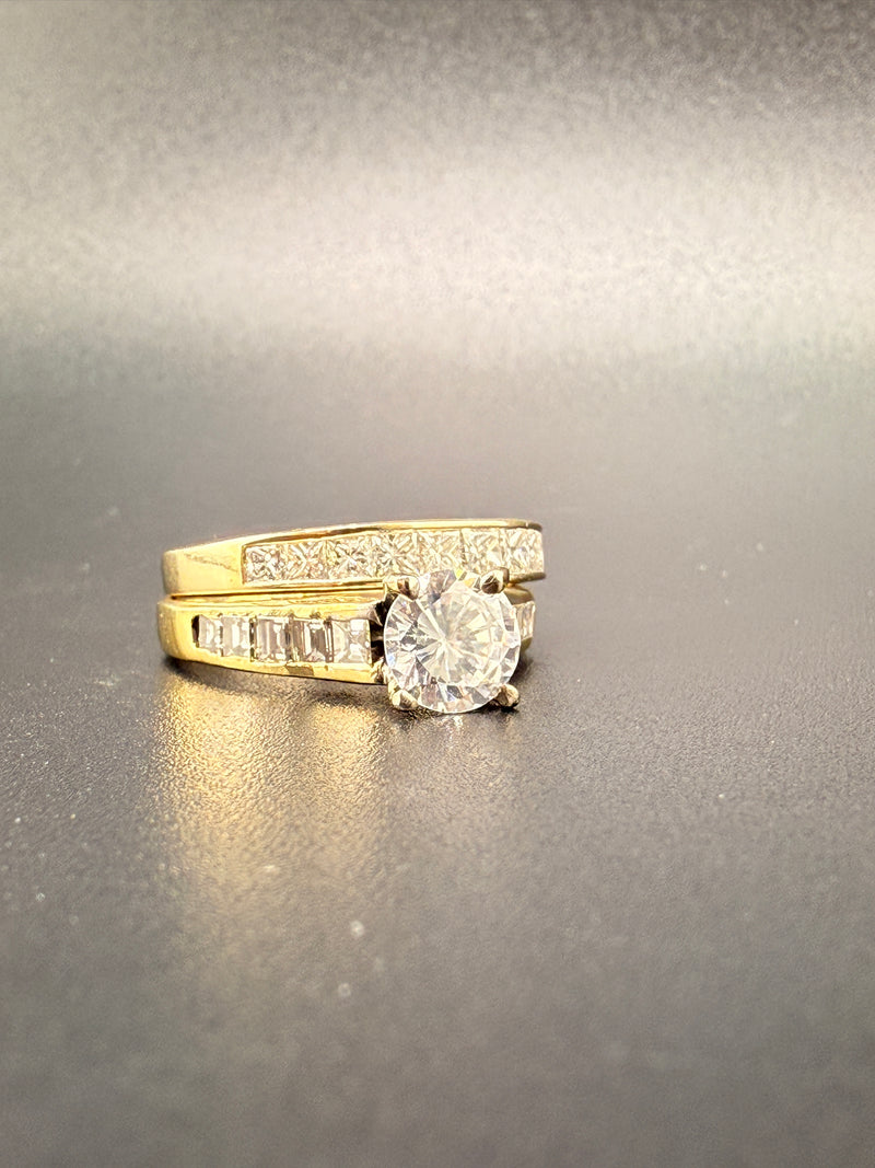 2.2 CT Diamond Engagement Ring Set – 18K Gold Natural Diamond Wedding Set