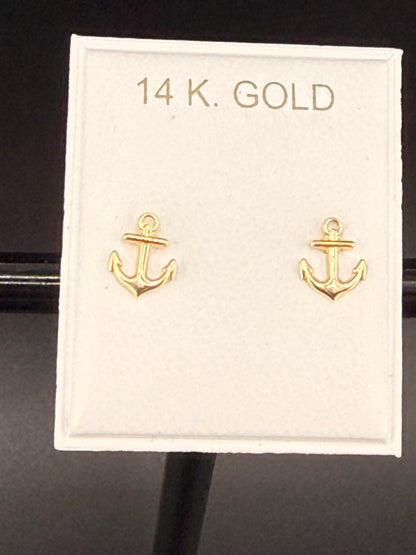 14K Solid Gold Anchor Earrings – Nautical Anchor Stud Earrings | Luxury Gold Jewelry by Jewelry Connect