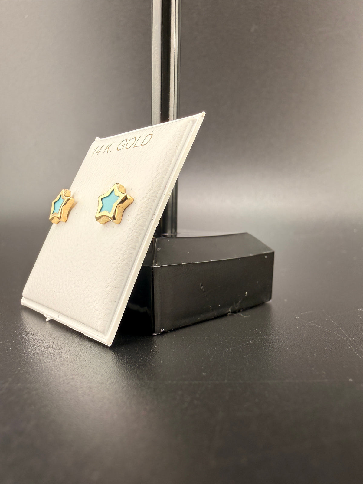 14K Gold Baby Blue Star Earrings – Real Gold Star Stud Earrings | Jewelry Connect alternate product view