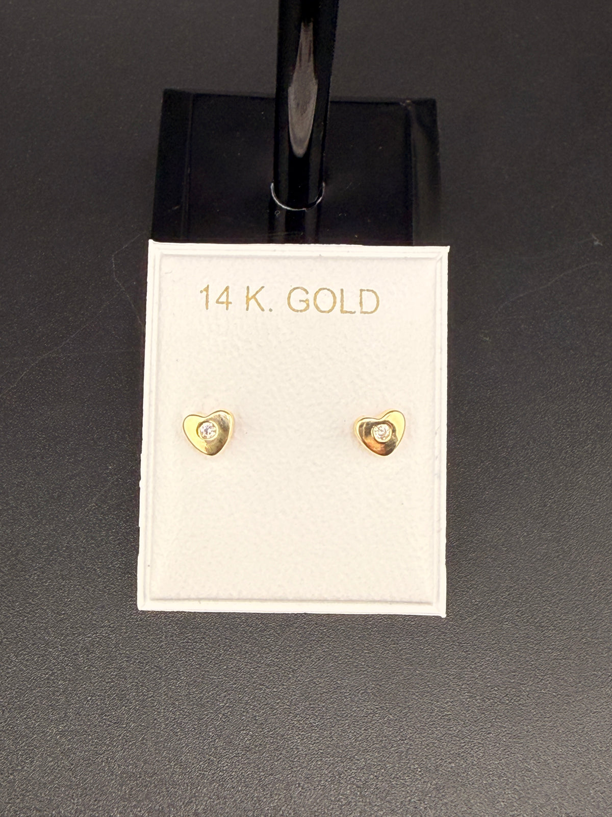 14K Gold Diamond Heart Earrings – Real Gold  Earrings | Wholesale Price Jewelry alternate product view