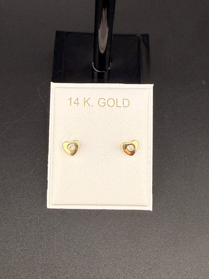 14K Gold Diamond Heart Earrings – Real Gold  Earrings | Wholesale Price Jewelry