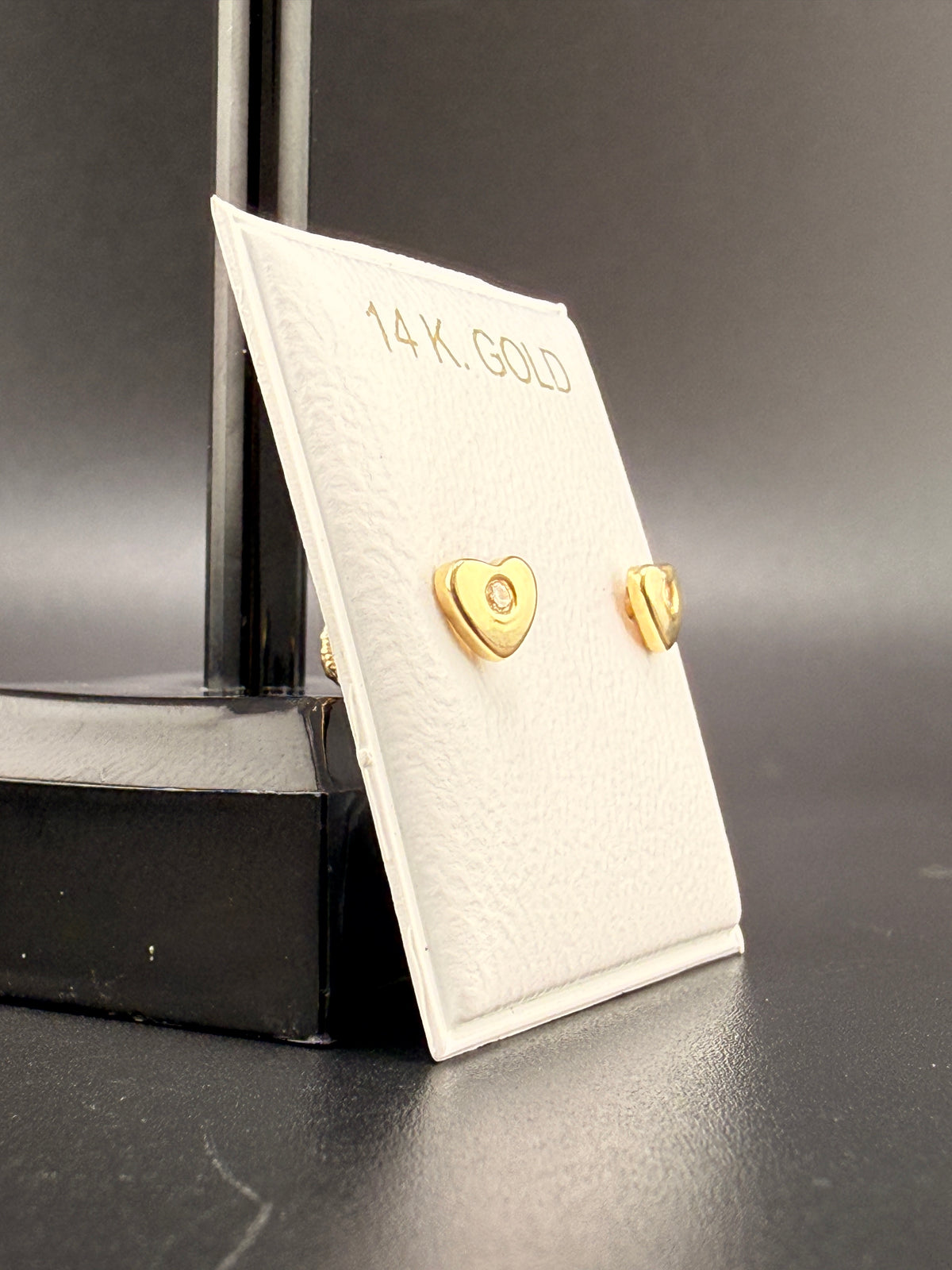 14K Gold Diamond Heart Earrings – Real Gold  Earrings | Wholesale Price Jewelry