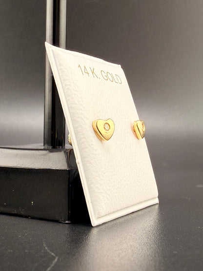 14K Gold Diamond Heart Earrings – Real Gold  Earrings | Wholesale Price Jewelry