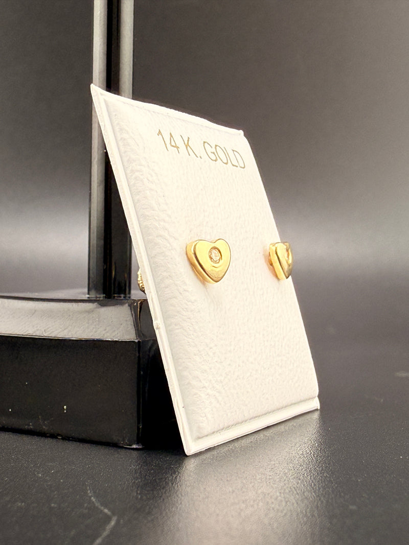 14K Gold Diamond Heart Earrings – Real Gold  Earrings | Wholesale Price Jewelry