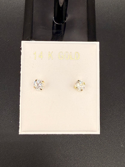 14K Gold 0.5 CT CZ Diamond Stud Earrings