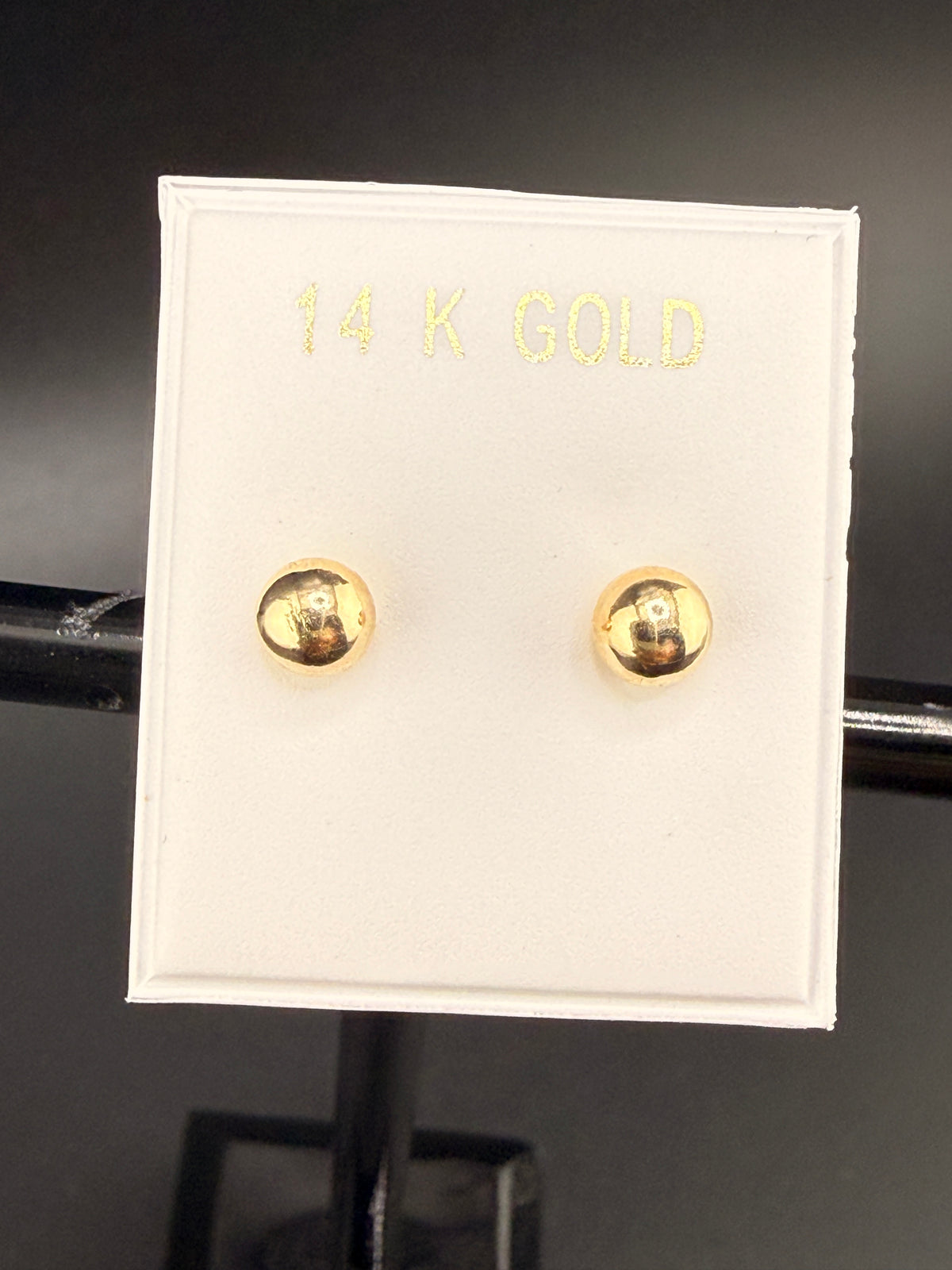 14K Solid Gold 5MM Ball Stud Earrings