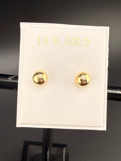 14K Solid Gold 5MM Ball Stud Earrings