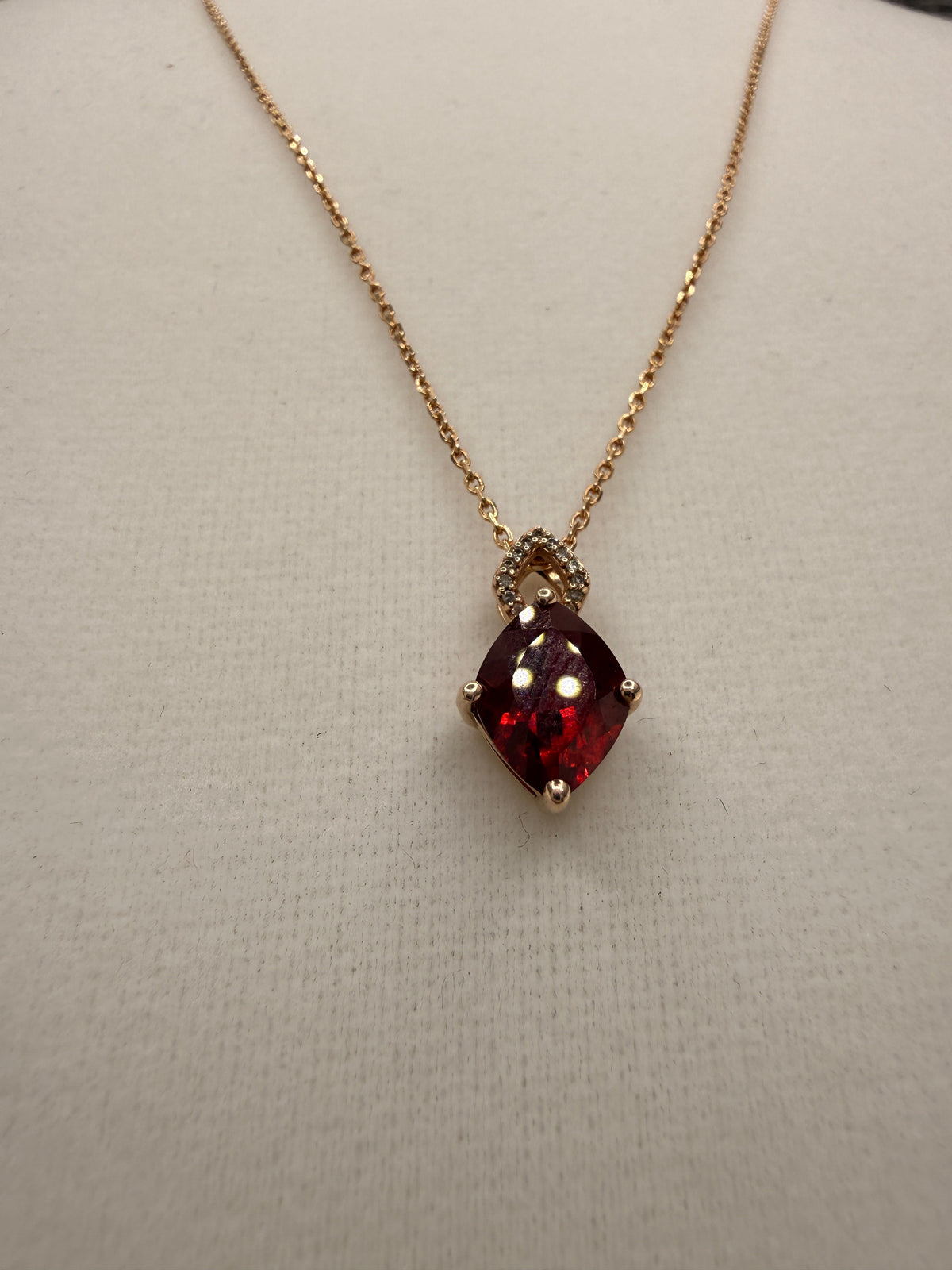 14K Gold Ruby Pendant Necklace – 18" Women's Fine Jewelry | 2.76g Natural Ruby Necklace detail view
