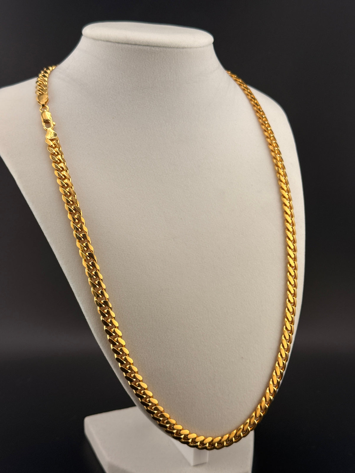 14 Kt Gold Bonded over Solid 925 Sterling silver Cuban Link Chain Necklace 7MM / 24 in