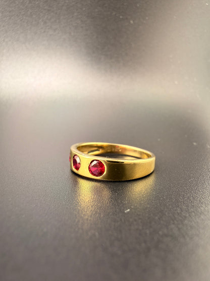14K Gold Bonded Sterling Silver Ruby Ring – 3 Synthetic Rubies, Size 6.5