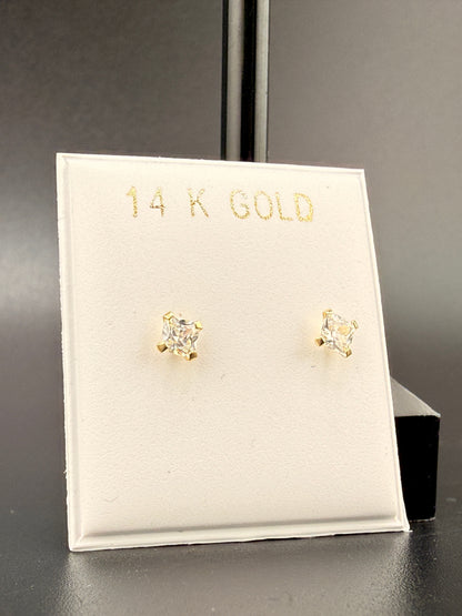 14K Gold 0.25 CT CZ Diamond Stud Earrings