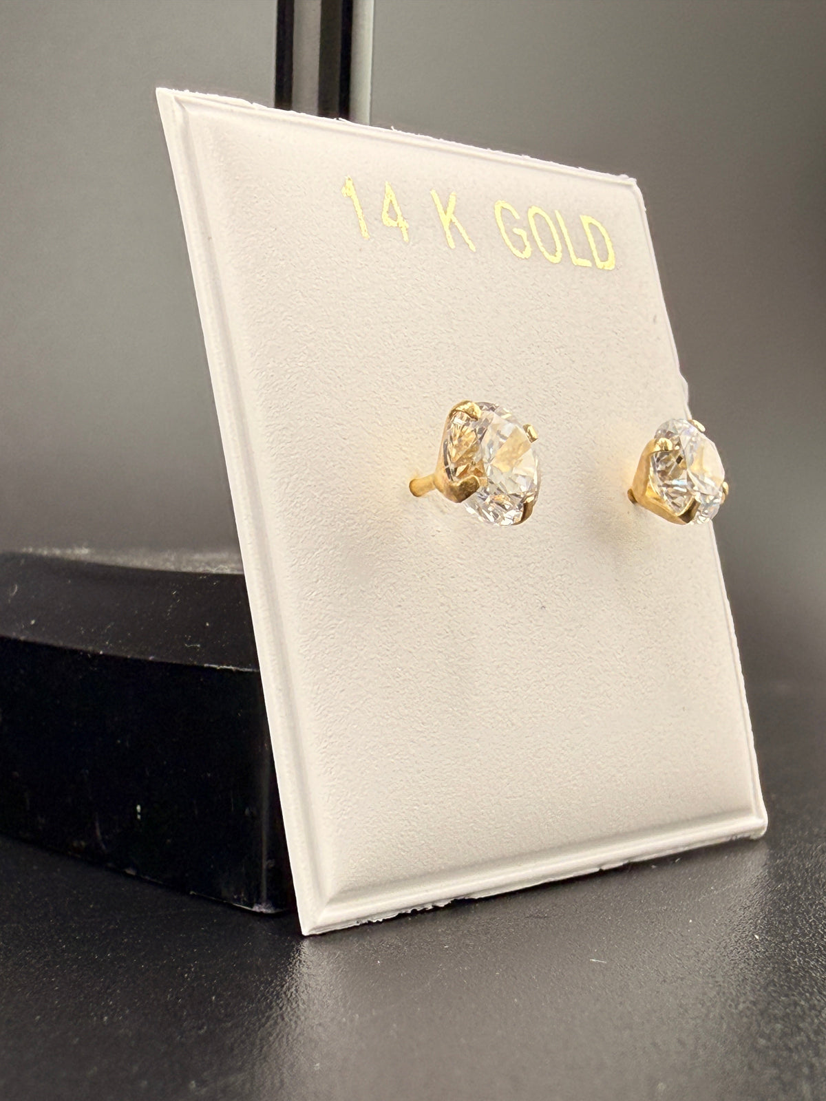14K Gold 2CT CZ Diamond Stud Earrings detail view