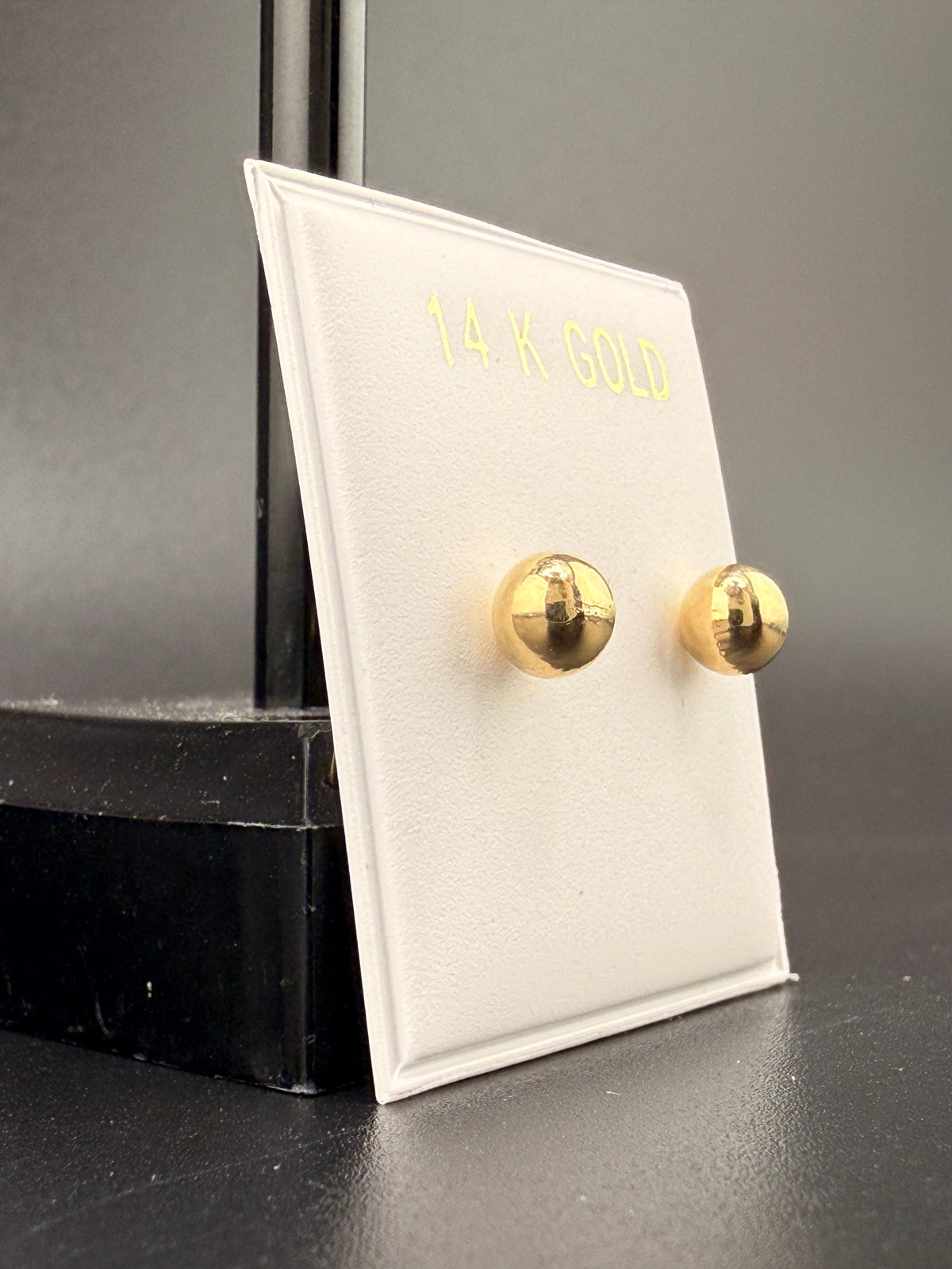 14K Solid Gold 5MM Ball Stud Earrings detail view