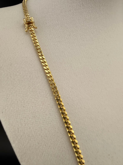 10K Solid Gold Cuban Link Chain Necklace 3 MM / 22 in