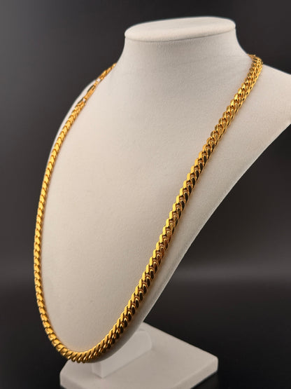 14 Kt Gold Bonded over Solid 925 Sterling silver Cuban Link Chain Necklace 7MM / 24 in