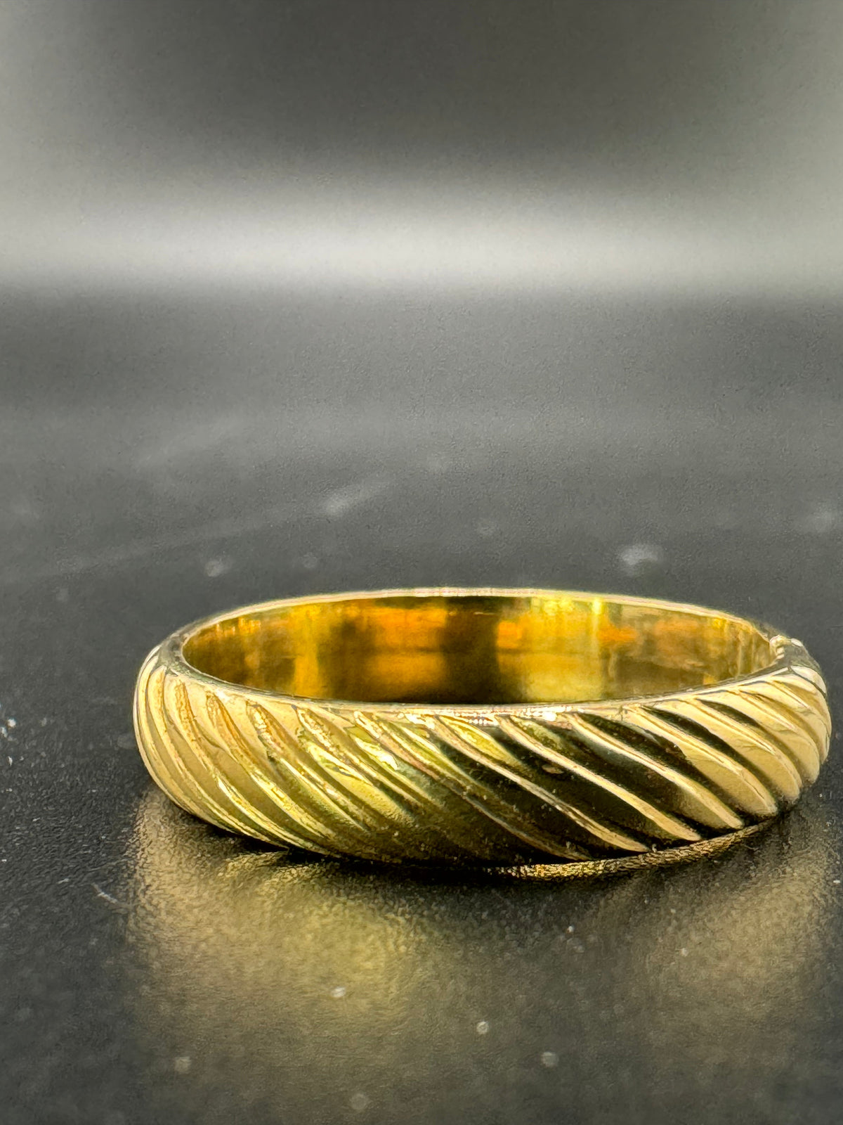 Gold Plated Sterling Silver Slanted Lines Band Ring – 3.86 Grams alternate product view