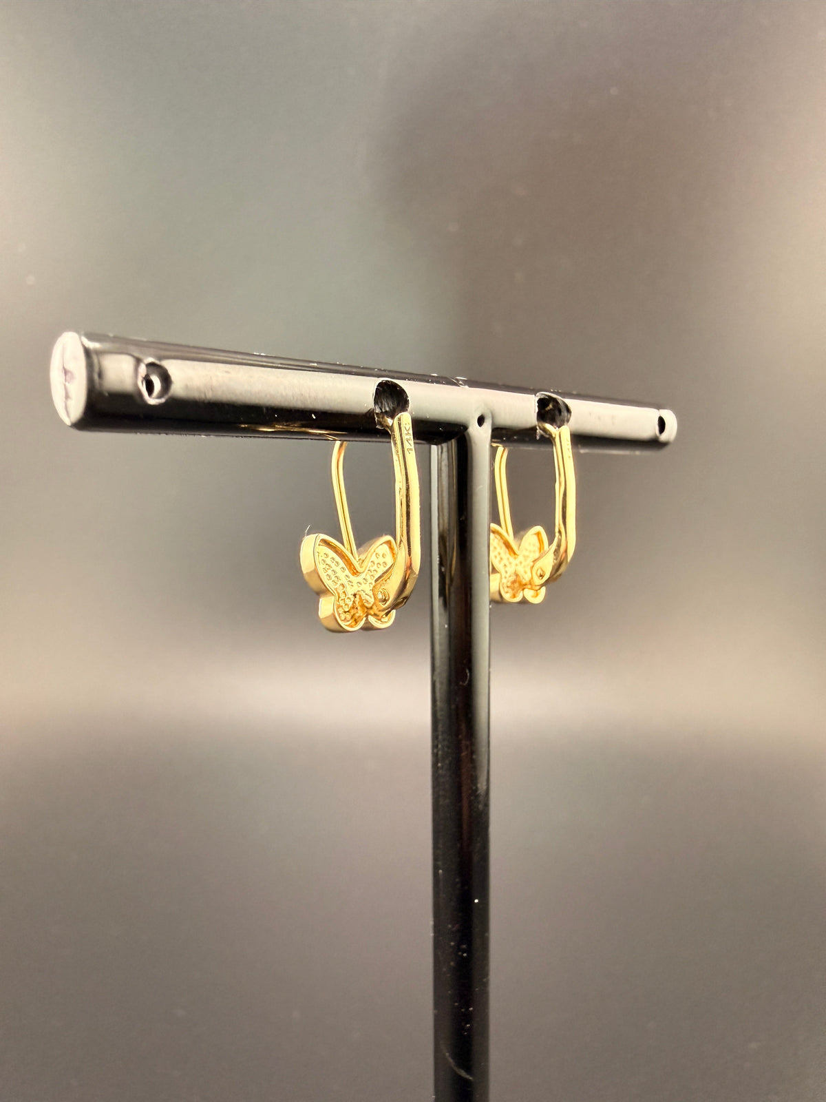 14K Solid Gold Butterfly Earrings – Lightweight Everyday Gold Studs (1.78g) alternate product view