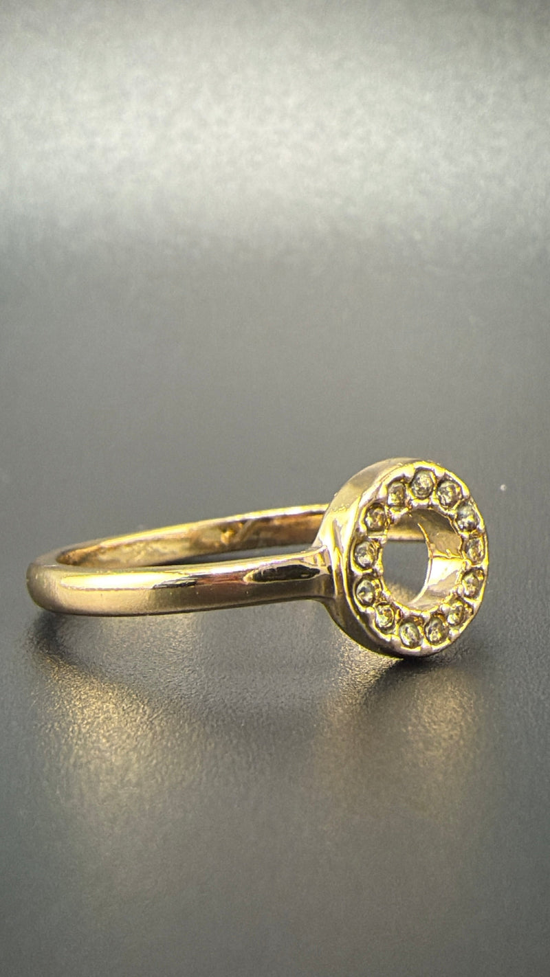 14K Gold Bonded Sterling Silver CZ Circle Ring - 7.5