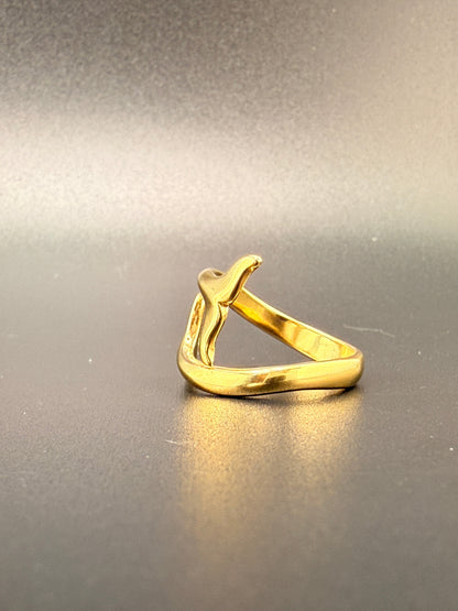 14K Gold Bonded Sterling Silver Dolphin Tail Ring – Adjustable Size