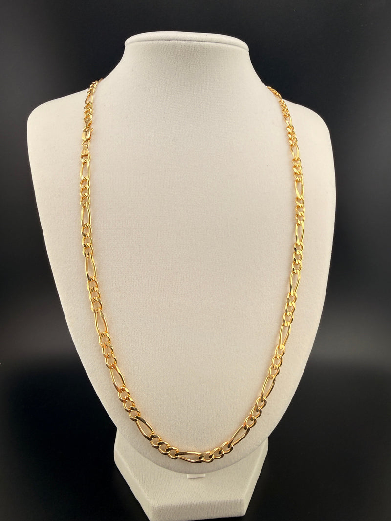 10K Solid Gold /  Figaro Chain Necklace 5.2mm / 24 Inch
