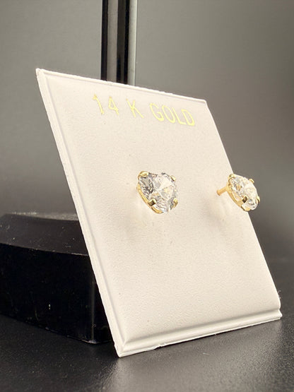 14K Gold 1.5CT CZ Diamond Stud Earrings