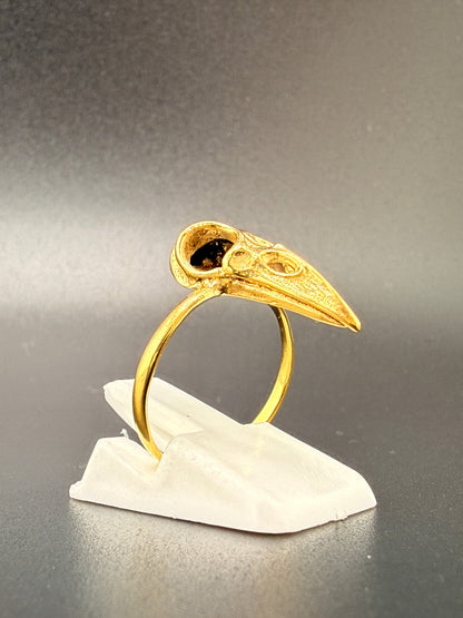 14K Gold Bonded Sterling Silver Crow Skull Ring – 2 Grams - 6.25