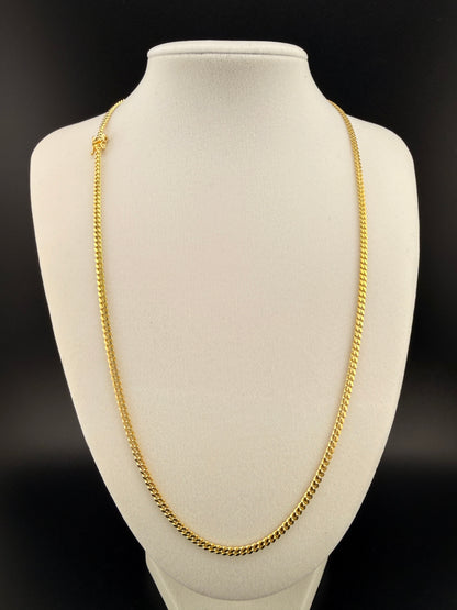 10K Solid Gold Cuban Link Chain Necklace 3 MM / 22 in