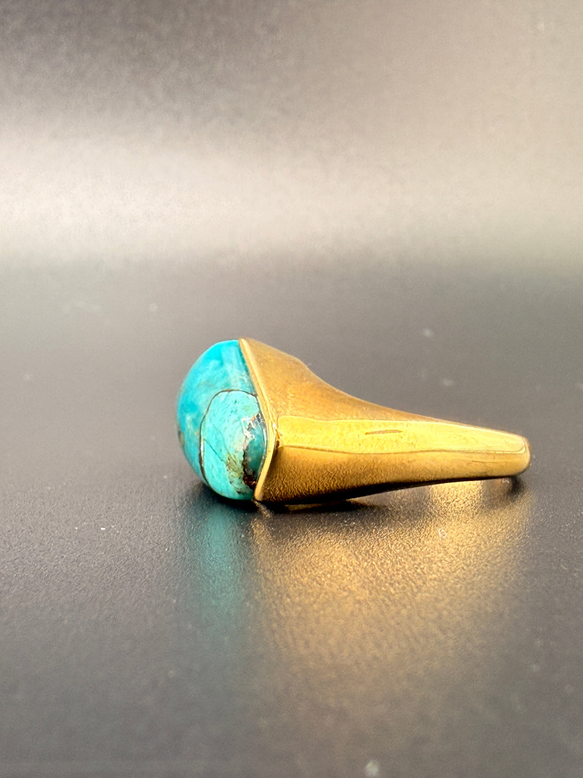 14K Gold Bonded Sterling Silver Turquoise Ring – 5.4 Grams alternate product view