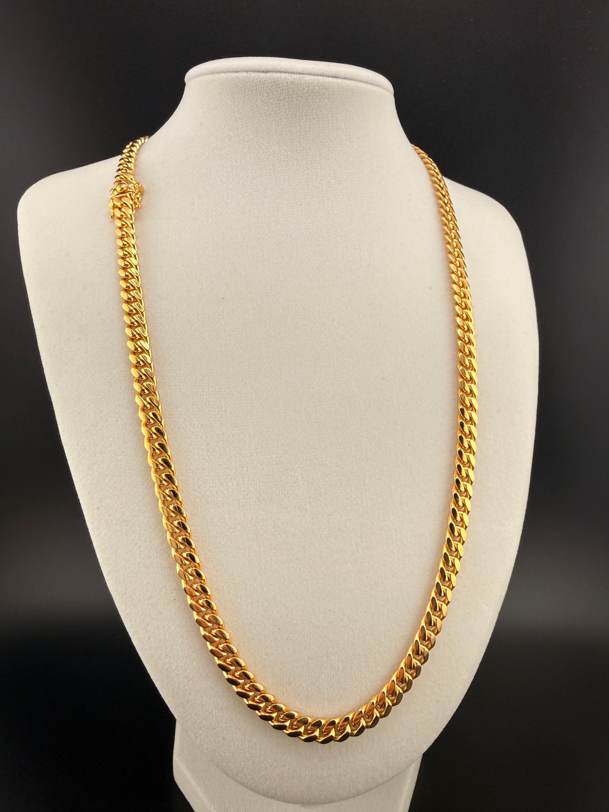 14K Gold Bond  Cuban Link Necklace over Solid 925 Sterling Silver 6.2 MM / 22 in
