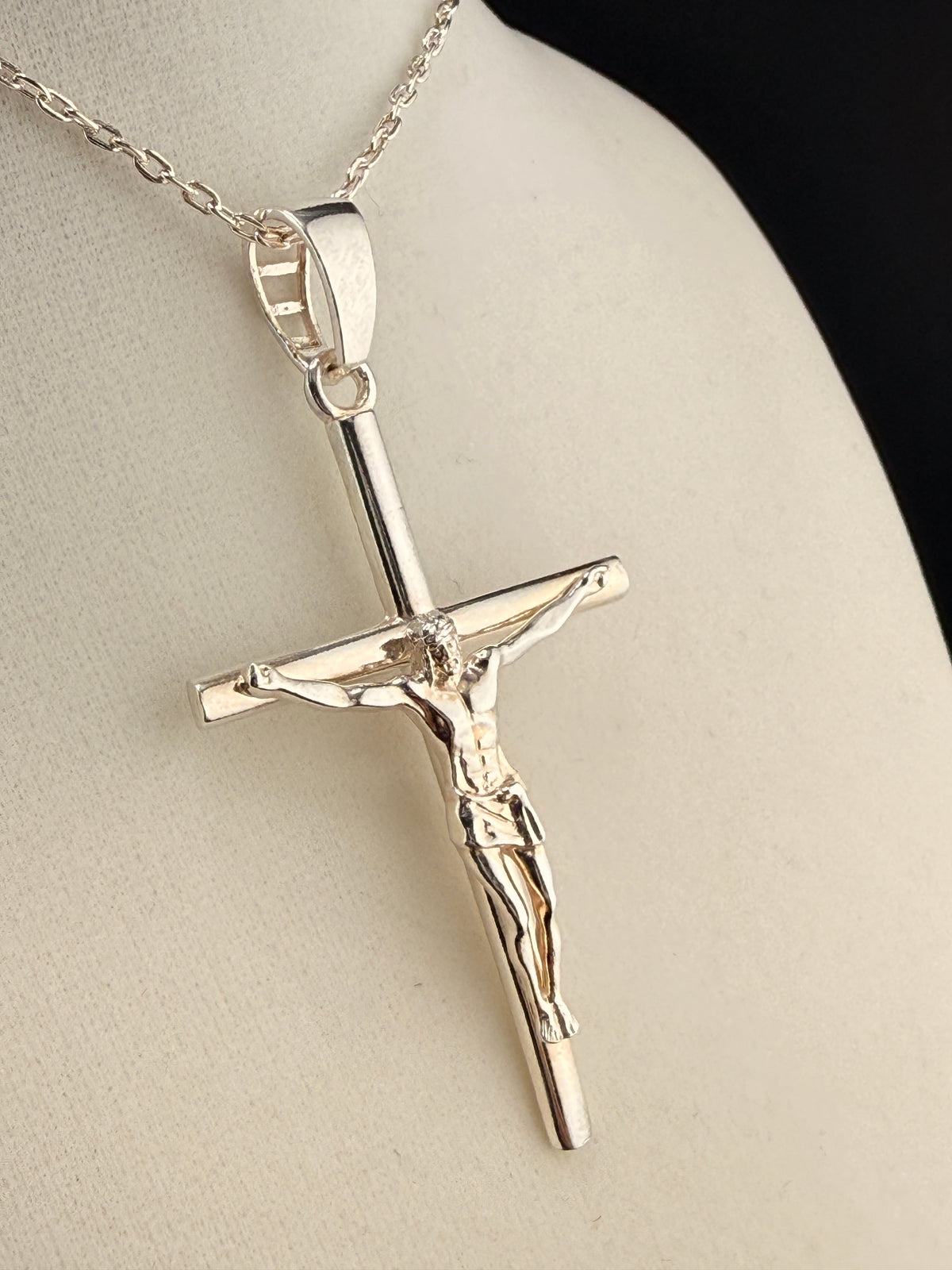 .925 Sterling Silver Jesus on Cross Pendant — 3 Inches alternate product view